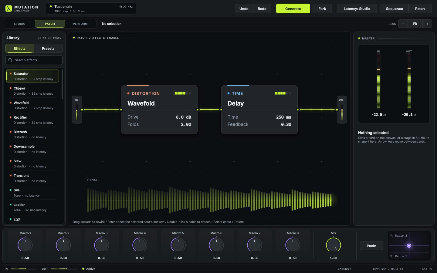 Mutation modular audio effects interface